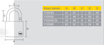 Visací zámek YALE Y120/40/125/1