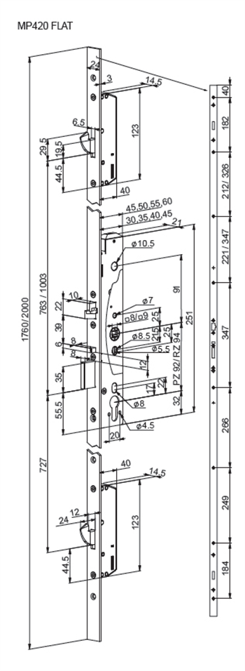 Samozamykací vícebodový zámek ABLOY CERTA MP420/35/24F/2000