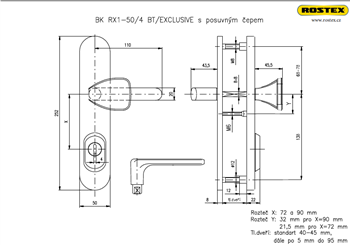 Bezpečnostní kování Rostex RX1/72 -50- BT4 nerez chrom